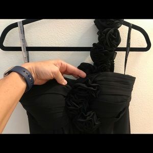 Bill Levkoff Black One Shoulder Flower Dress